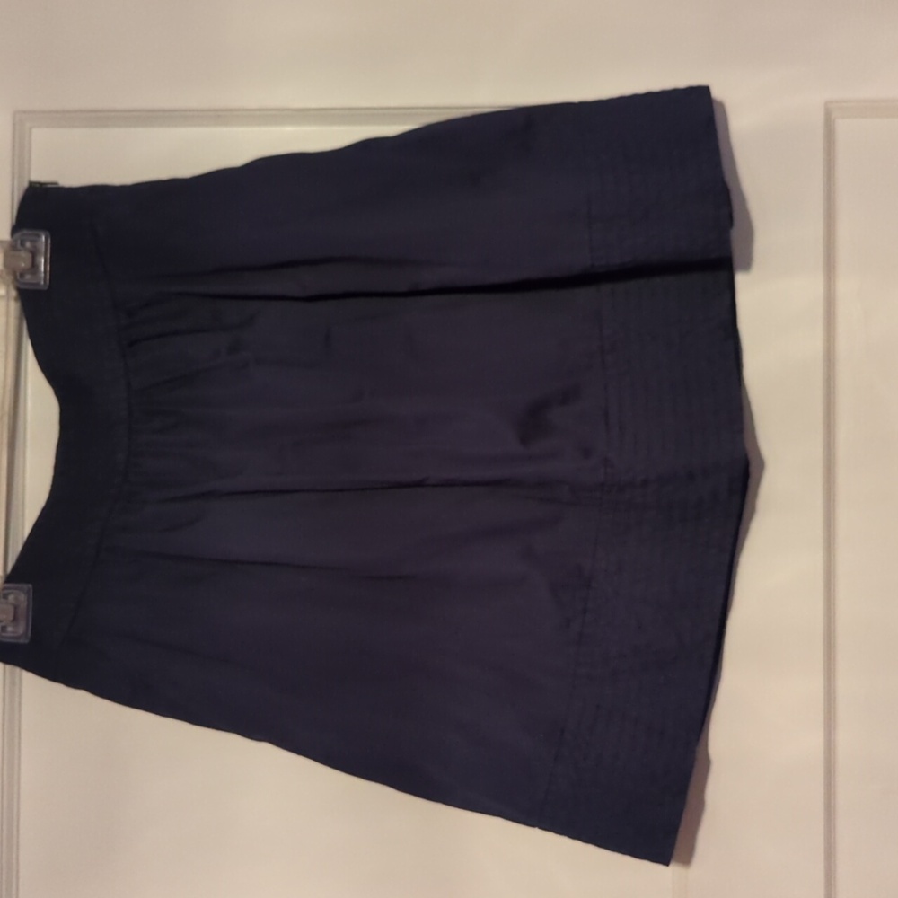 ANTHROPOLOGIE ODILLE Navy Cotton Pleated Skirt with Pockets